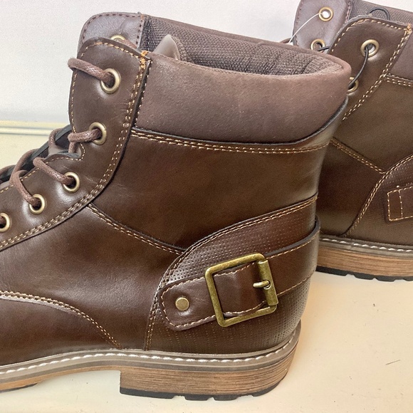 JF J. Ferrar Riverside Brown Comfort Moto Combat Ankle Lace-Up Boot Men's sz 13M - Picture 11 of 13